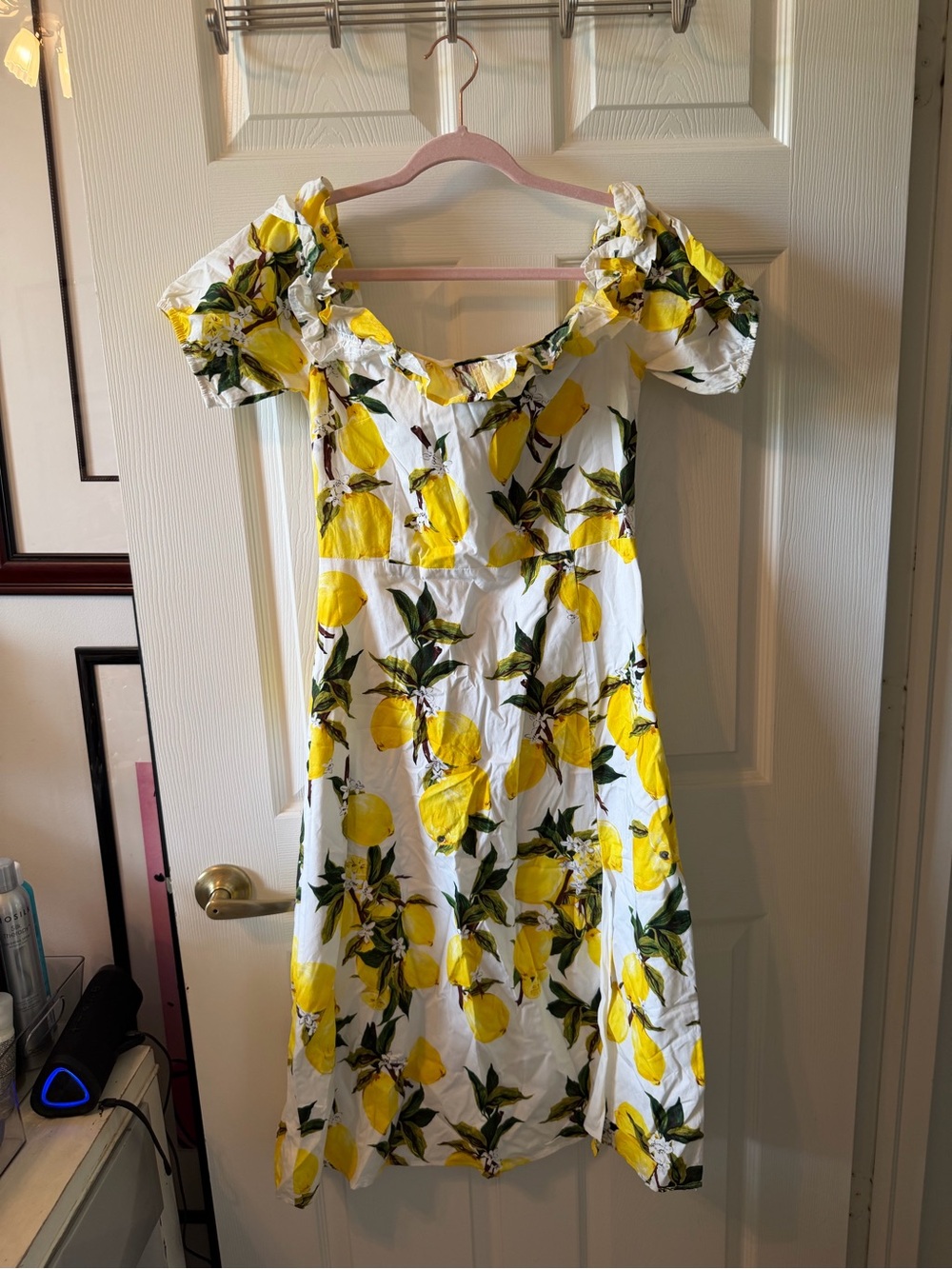 Sugarlips White Midi Dress with Yellow Lemon Print